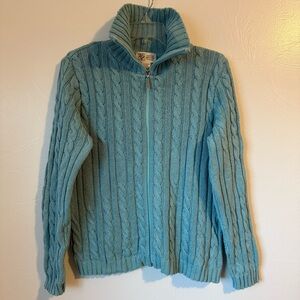 Parkhurst Cotton Country Cable Knit Zip Up Cardigan Women's